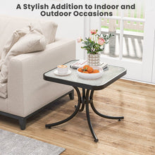 Charger l&#39;image dans la galerie, Costway Black Outdoor Side Table with Tempered Glass Top and Metal Base - Suitable for Garden and Patio
