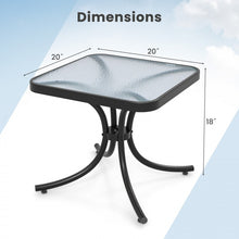Charger l&#39;image dans la galerie, Costway Black Outdoor Side Table with Tempered Glass Top and Metal Base - Suitable for Garden and Patio
