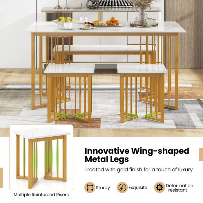 Costway Modern Dining Table Set for 4 with 2 Chairs and 1 Bench - Suitable for Restaurant and Kitchen