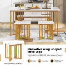 Load image into Gallery viewer, Costway Modern Dining Table Set for 4 with 2 Chairs and 1 Bench - Suitable for Restaurant and Kitchen
