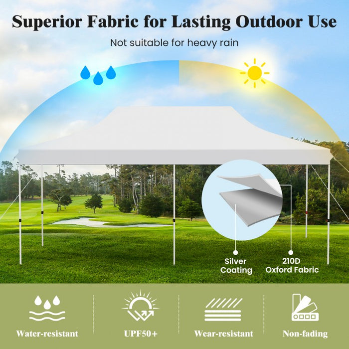 Costway 10 x 20 Feet Pop-Up Canopy Tent with Portable Bag - Suitable for Camping, Parties, and Backyard Weddings