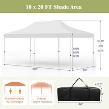 Load image into Gallery viewer, Costway 10 x 20 Feet Pop-Up Canopy Tent with Portable Bag - Suitable for Camping, Parties, and Backyard Weddings
