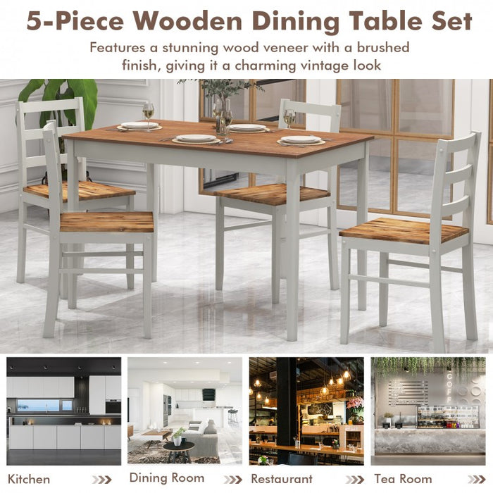Modern Minimalist Dining Room Table Sets - 5-Piece Set with Rectangular Table and 4 Chairs - Suitable for Kitchen and Restaurant