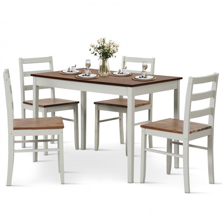 Modern Minimalist Dining Room Table Sets - 5-Piece Set with Rectangular Table and 4 Chairs - Suitable for Kitchen and Restaurant