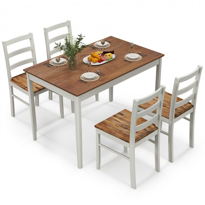 Modern Minimalist Dining Room Table Sets - 5-Piece Set with Rectangular Table and 4 Chairs - Suitable for Kitchen and Restaurant