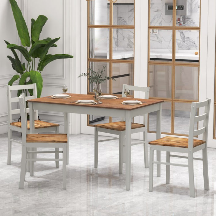 Modern Minimalist Dining Room Table Sets - 5-Piece Set with Rectangular Table and 4 Chairs - Suitable for Kitchen and Restaurant