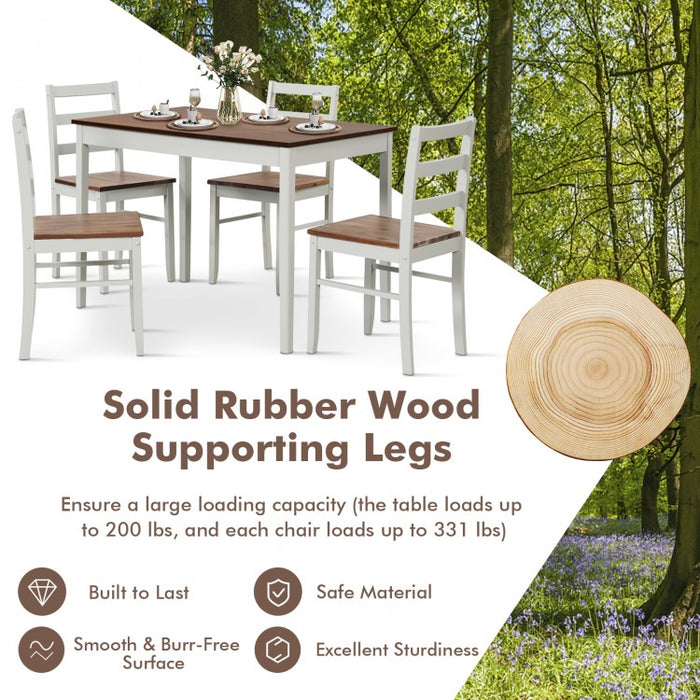 Modern Minimalist Dining Room Table Sets - 5-Piece Set with Rectangular Table and 4 Chairs - Suitable for Kitchen and Restaurant