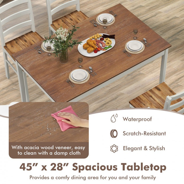 Modern Minimalist Dining Room Table Sets - 5-Piece Set with Rectangular Table and 4 Chairs - Suitable for Kitchen and Restaurant