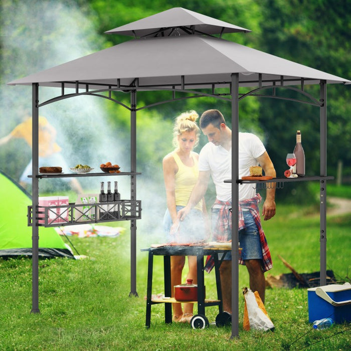 Costway 8x5 ft Outdoor Canopy and Gazebo with Storage Baskets and Hooks - Suitable for Backyard, Pool, and Garden