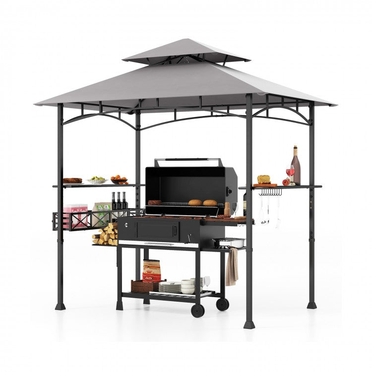 Costway 8x5 ft Outdoor Canopy and Gazebo with Storage Baskets and Hooks - Suitable for Backyard, Pool, and Garden