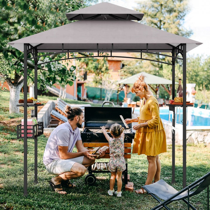 Costway 8x5 ft Outdoor Canopy and Gazebo with Storage Baskets and Hooks - Suitable for Backyard, Pool, and Garden