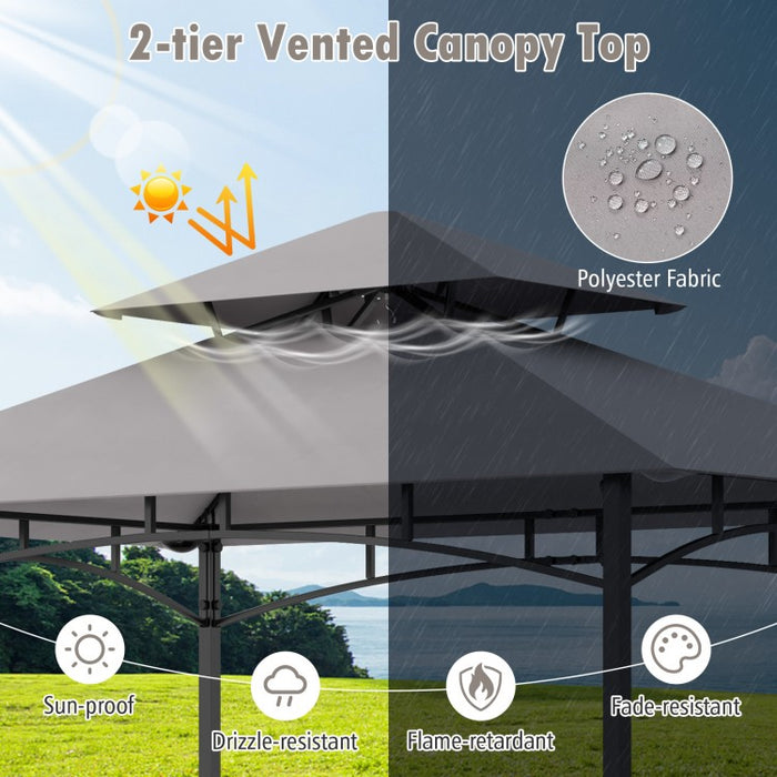 Costway 8x5 ft Outdoor Canopy and Gazebo with Storage Baskets and Hooks - Suitable for Backyard, Pool, and Garden