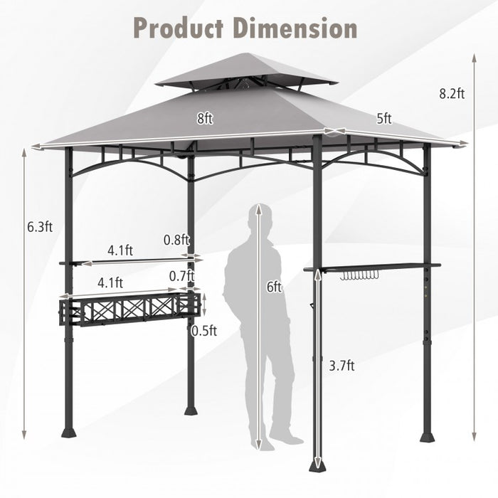 Costway 8x5 ft Outdoor Canopy and Gazebo with Storage Baskets and Hooks - Suitable for Backyard, Pool, and Garden