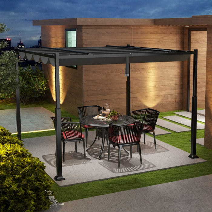 Costway 10x10 ft Outdoor Canopies and Gazebos with Retractable Top - Suitable for Backyard, Garden, and Parties