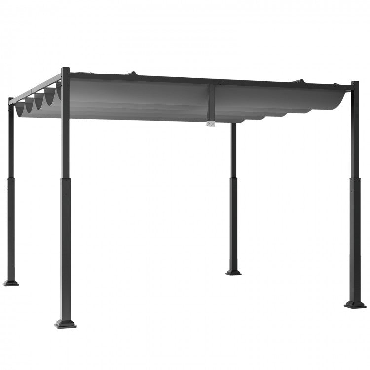 Costway 10x10 ft Outdoor Canopies and Gazebos with Retractable Top - Suitable for Backyard, Garden, and Parties