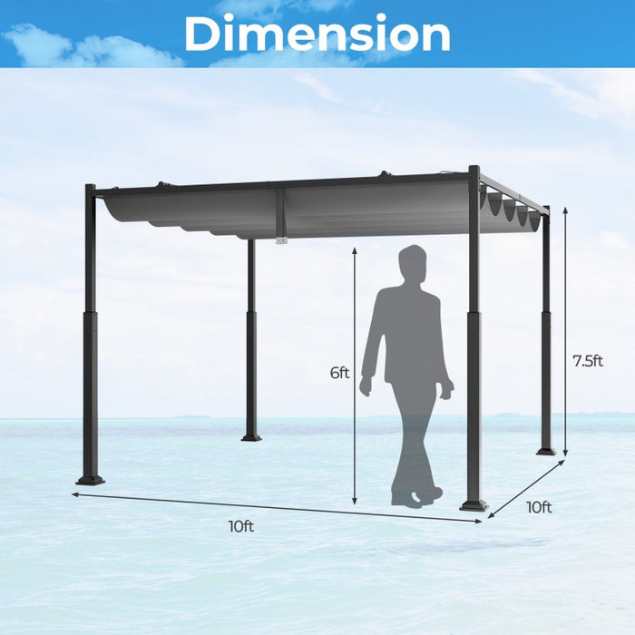 Costway 10x10 ft Outdoor Canopies and Gazebos with Retractable Top - Suitable for Backyard, Garden, and Parties
