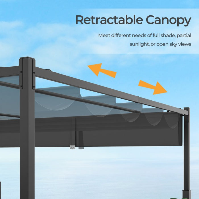 Costway 10x10 ft Outdoor Canopies and Gazebos with Retractable Top - Suitable for Backyard, Garden, and Parties