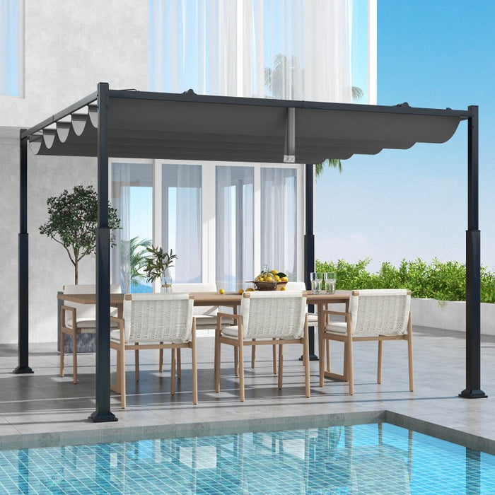 Costway 10x10 ft Outdoor Canopies and Gazebos with Retractable Top - Suitable for Backyard, Garden, and Parties