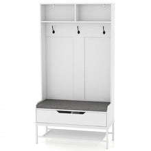 Load image into Gallery viewer, 69-Inch White Coat Rack with Cushion, Hooks, Drawers, and Shelves - Ideal for Bedroom and Living Room
