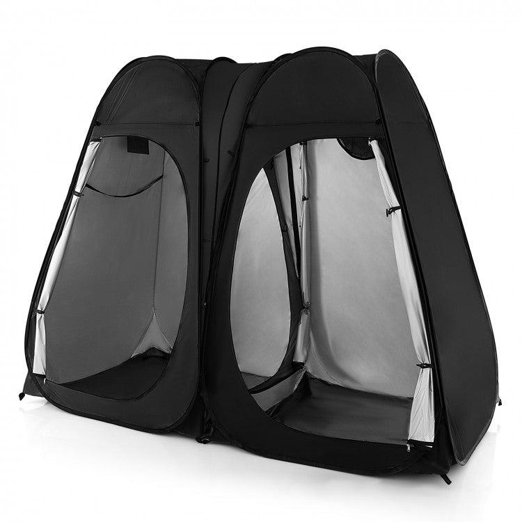 Costway Outdoor Pop-Up Canopy Tent - Black Two-Person Waterproof Tent, Suitable for Camping and Hiking