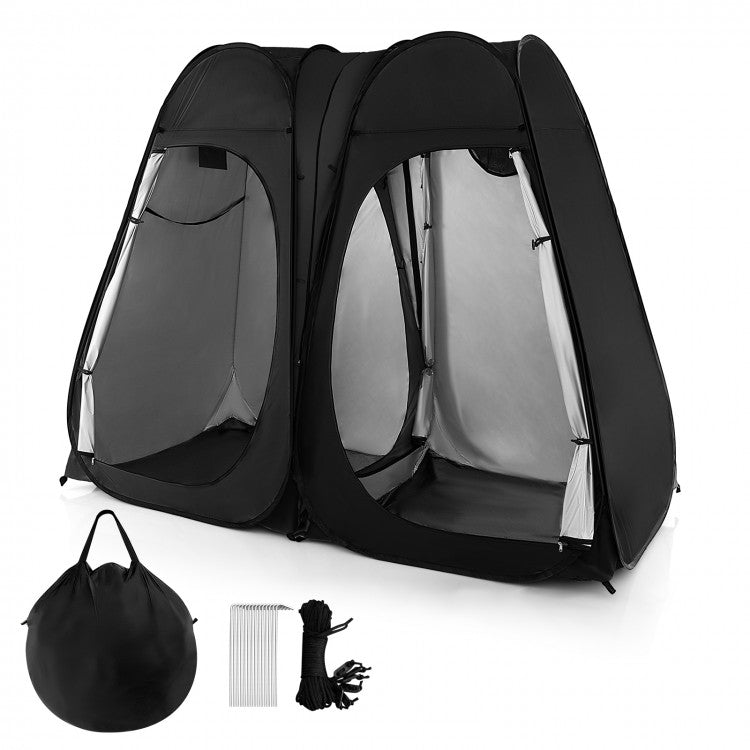 Costway Outdoor Pop-Up Canopy Tent - Black Two-Person Waterproof Tent, Suitable for Camping and Hiking