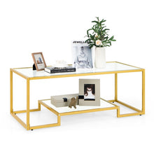 Load image into Gallery viewer, Modern Double-Layer Coffee Table with Tempered Glass Top - Suitable for Living Room and Office
