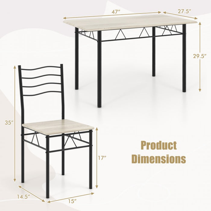 Modern Minimalist Dining Room Table Sets - 5-Piece Set with 4 Metal Chairs - Suitable for Kitchen and Restaurant