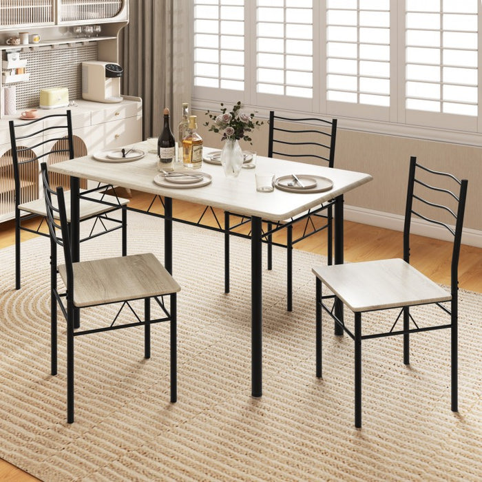 Modern Minimalist Dining Room Table Sets - 5-Piece Set with 4 Metal Chairs - Suitable for Kitchen and Restaurant