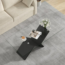 Load image into Gallery viewer, Modern Rectangular Glass Coffee Table with Tempered Glass Top - Suitable for Living Room and Cafe
