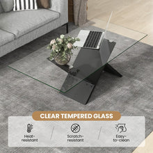 Load image into Gallery viewer, Modern Rectangular Glass Coffee Table with Tempered Glass Top - Suitable for Living Room and Cafe
