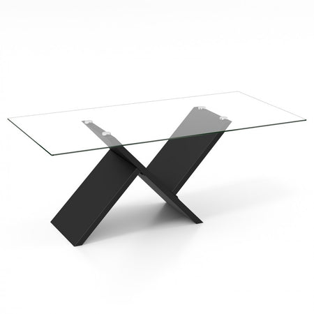 Modern Rectangular Glass Coffee Table with Tempered Glass Top - Suitable for Living Room and Cafe