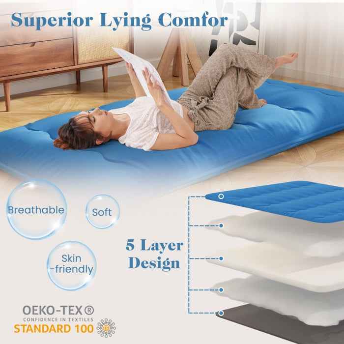 Blue Portable Foldable Futon Mattress