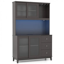 Load image into Gallery viewer, Costway Freestanding Kitchen Bar with Cabinet and Shelves, LED Lights, and USB Ports

