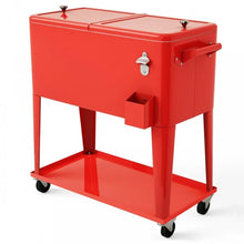 Load image into Gallery viewer, Outdoor Red Patio Cooler Cart with Rolling Chiller
