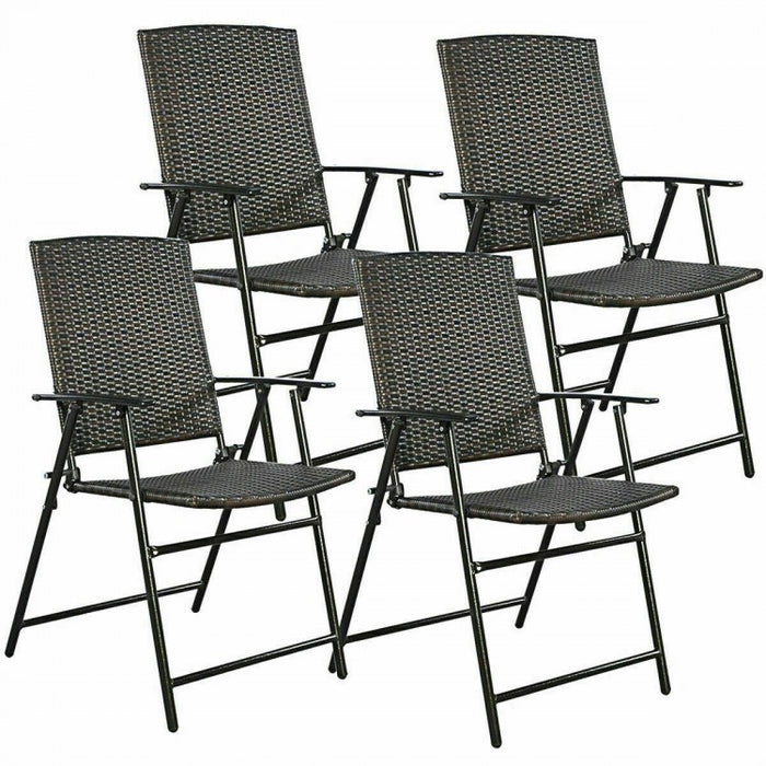 Outdoor Garden Patio Wicker Folding Chair Furniture Set