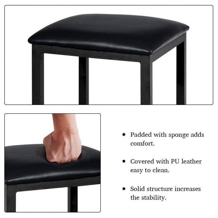 Modern Minimalist Dining Table Set with Marble Top - Includes 2 Cushioned Stools - Suitable for Restaurant and Cafe