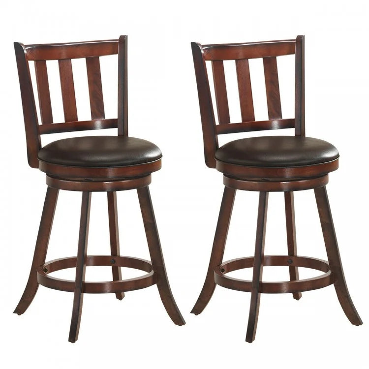 Costway Vintage Outdoor Dining Chairs Counter Stool Swivel Set of 2 - Suitable for Bar and Restaurant