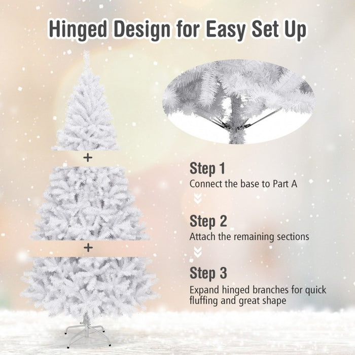 6/7.5/9-Foot White Christmas Tree with Metal Stand - Multiple Sizes Available for Christmas Event Decorations
