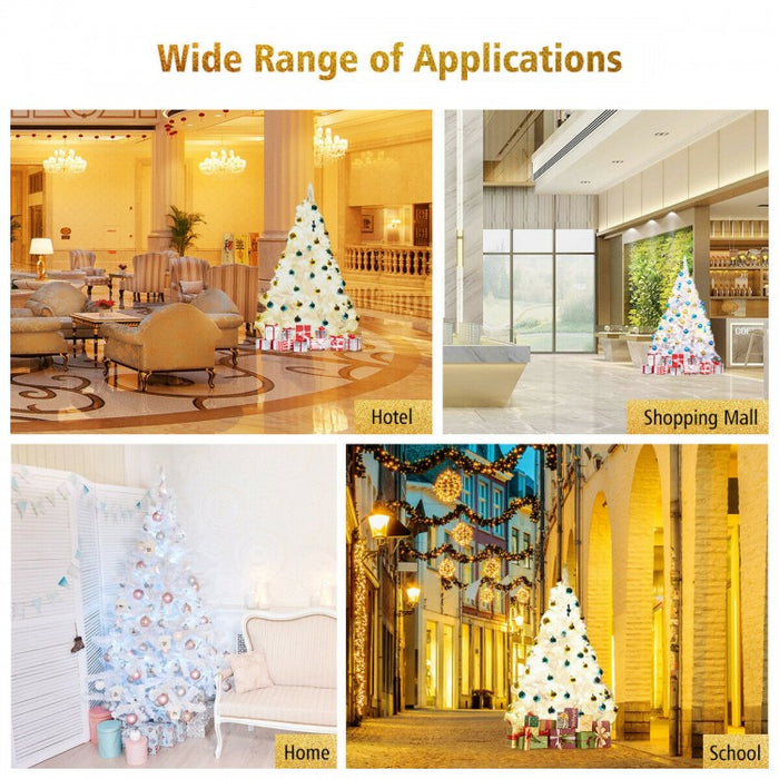 6/7.5/9-Foot White Christmas Tree with Metal Stand - Multiple Sizes Available for Christmas Event Decorations