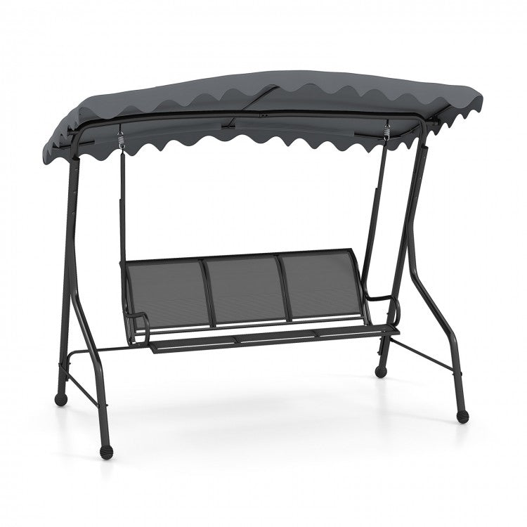Costway Outdoor Swing with Canopy for 3 - Features Adjustable Sunshade, Suitable for Garden, Patio, and Porch
