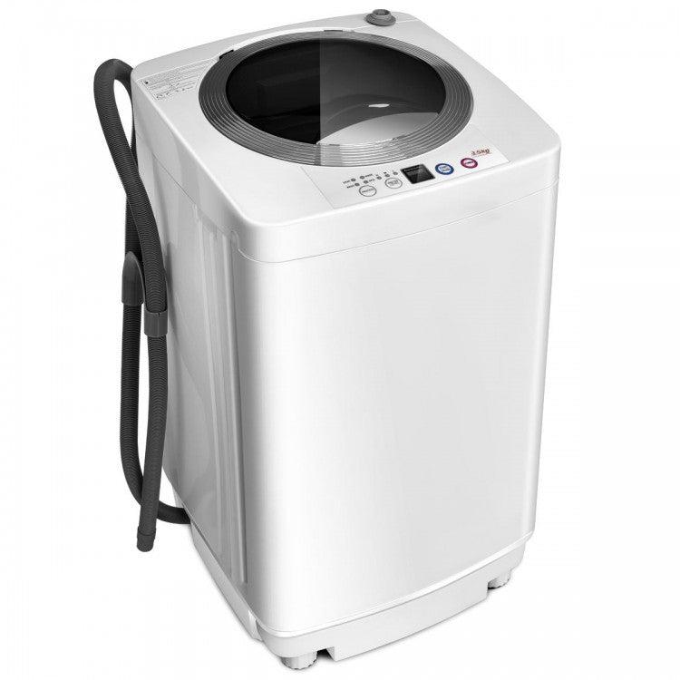 Costway 7.7 lbs White Portable Washing Machine with Drain Pump - Fully Automatic Washing