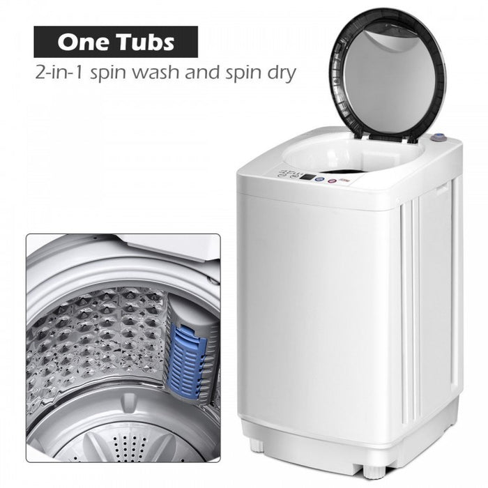 Costway 7.7 lbs White Portable Washing Machine with Drain Pump - Fully Automatic Washing
