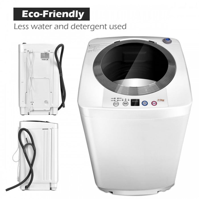 Costway 7.7 lbs White Portable Washing Machine with Drain Pump - Fully Automatic Washing