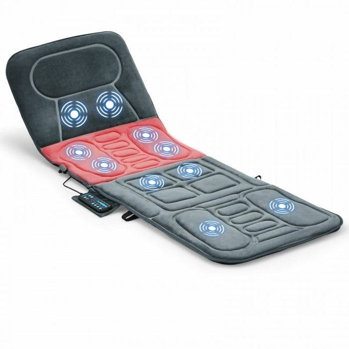 Gray Portable Full-Body Foldable Massage Mat with Heating and 5 Massage Modes