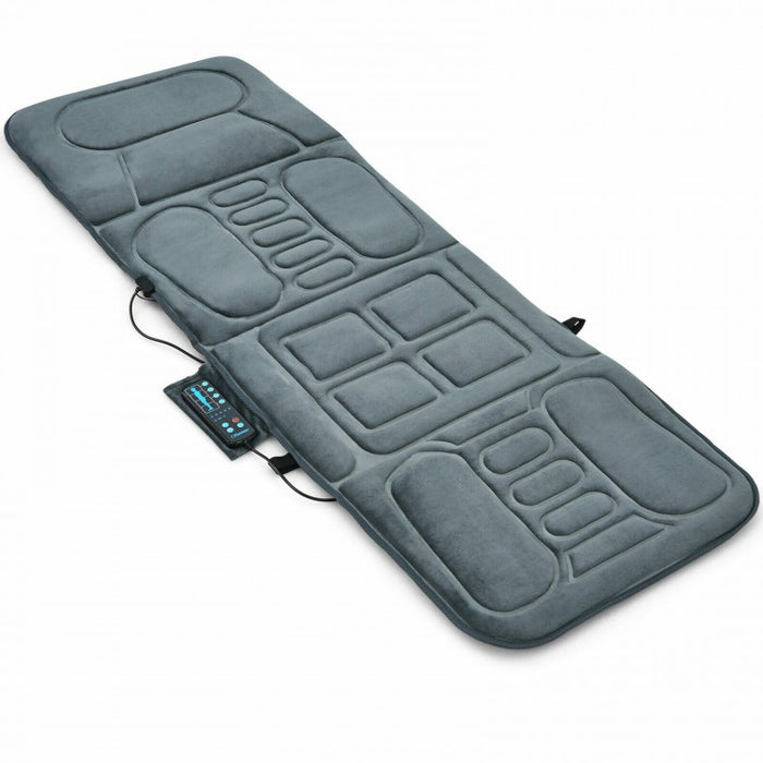 Gray Portable Full-Body Foldable Massage Mat with Heating and 5 Massage Modes