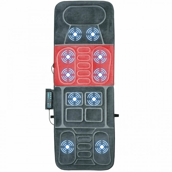 Gray Portable Full-Body Foldable Massage Mat with Heating and 5 Massage Modes