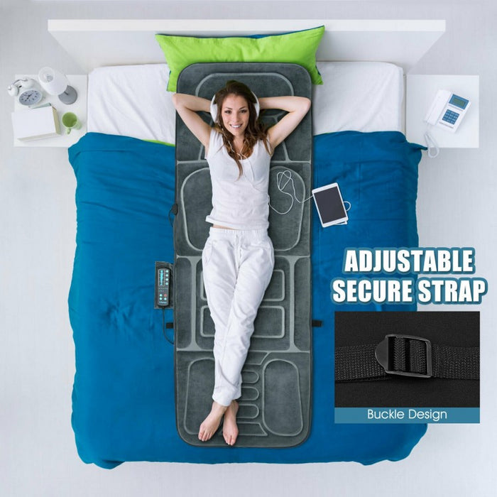 Gray Portable Full-Body Foldable Massage Mat with Heating and 5 Massage Modes