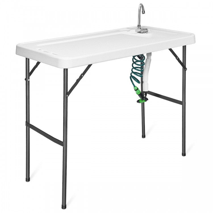 Outdoor Folding Camping Table with Faucet Sprayer - Suitable for Camping, Fishing, and Hiking