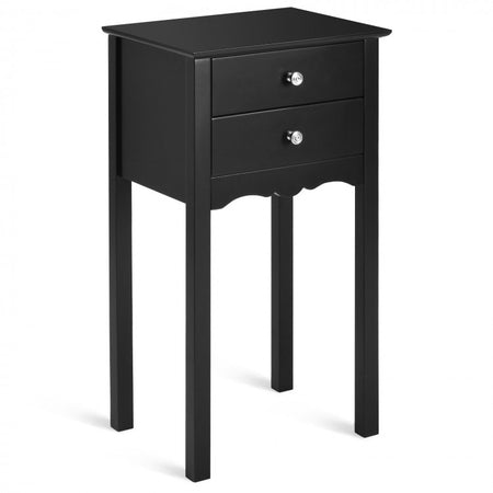Costway Modern Minimalist Shop Side Table - Sofa End Table with 2 Drawers