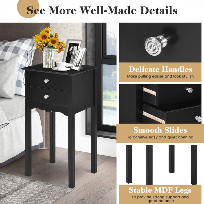 Costway Modern Minimalist Shop Side Table - Sofa End Table with 2 Drawers